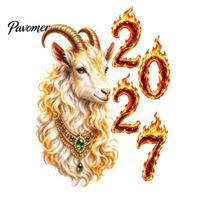 New Year Atmosphere Glass Decor 2027 of Goat Window Cling, Golden‑White Zodiac Static Easy Apply Cling Sticker, Lunar Spring Festival for Home Shop S A beige