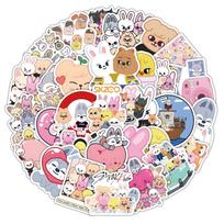 50 vnt. mielų Kpop Skzoo lipdukų šalmui, vandens buteliui, nešiojamam kompiuteriui, telefonui, riedlentei, DIY užrašų knygelės lipdukai 10pcs gray