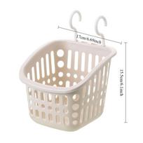 Plastikiniai pakabinami krepšeliai dušui, pakabinamas krepšelis-organaizeris su kabliukais, stačiakampis mažas pakabinamas krepšelis daiktams 17x15.5cm
