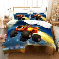 3D Spausdintas Berniukų Automobilių Animacinis Monster Truck Šauni Transporto Priemonė Patogus Antklodės Užvalkalas Pagalvės Užvalkalas Patalynės Komplektas Vaikų Miegamasis 70x133cm 2pcs black