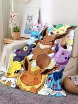 Animacinis Šiltas Minkštas Eevee Antklodė Pūkuotas Sofos Langeliu Plušinis Lovatiesė Žiemos Keturių Sezonų Mesti Antklodė Sofai Lovai#Spalva_Stilius A,Dydis_100X130CM 75X95CM pilka spalva