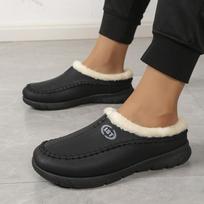 Unisex Plush Fleece Lined Indoor Clog Slippers Cozy Warm Cotton House Shoes for Home Wear 39 juoda