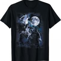 Men's Bohemian Wolf Howling At Moon T-Shirt Black Crew Neck Tee with Wolf Moon Design Fit Suitable for Casual Outdoor - Men's... S įvairiaspalvis