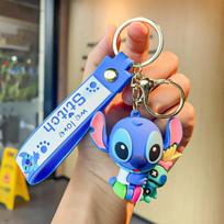 Latest Anime Keychain Animation Lilo & Stitch Cute Doll Keyring Ornament Key Chain Decoration Kids Toy For Kidss Gifts blue