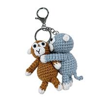 Cute Hand Crocheted Monkey Key Holder Keychain Suitable For Motorcycles Key And Backpack Purse Charms Stylish Decoration 1 gray