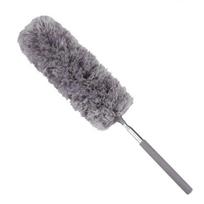 Retractable Duster Stainless Steel Long Handle Microfiber Dust Brush for Car Household Cleaning Tools Feather Style gray
