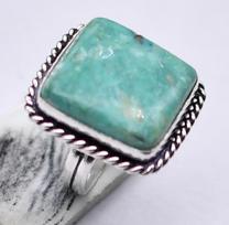 Amazonite Natural Gemstone Antique Silver Ring US Size-7 R 5147