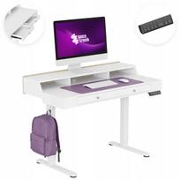 Elektrinis rašomasis stalas Spacetronik su reguliuojamu aukščiu, stalčiais, 120x60 cm, baltas