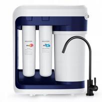 Atvirkštinio osmoso vandens filtras AQUAPHOR RO-202S PRO po kriaukle su juodu čiaupu