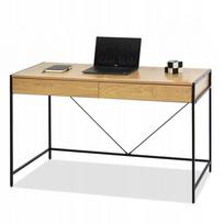 Rašomasis stalas SIMPLE OAK 123 cm su stalčiais, juodomis kojomis