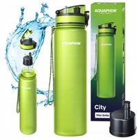 Vandens filtruojantis butelis Aquaphor City 1 l, žalias, su filtru