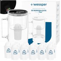 Vandens filtras Wessper D2, 3 l, su 12 filtrais, borosilikatinis stiklas