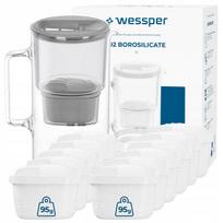 Vandens ąsotis Wessper D2, borosilikatinis stiklas, 3 l, pilkas, su 12 filtru