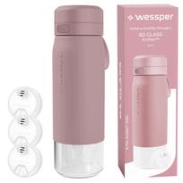 Stiklinis vandens butelis su filtru Wessper B2 Actitex, 700 ml, 3 papildomi filtrai
