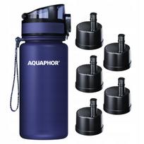 Vandens butelis su filtru AQUAPHOR CITY 350 ml, tamsiai mėlynas, su 5 keičiamomis kasetėmis