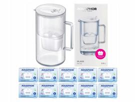 Stiklinis vandens filtras Aquaphor Glass, baltas, su 10 Maxfor+ filtrais