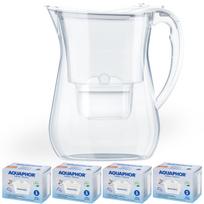 Vandens filtravimo ąsotis Aquaphor LAGO, baltas, 3,8 l, su 4 Maxfor+ anglies kasetėmis