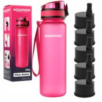 Vandens filtras buteliukas Aquaphor City 0,5 l, 5 filtrai, rožinis