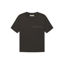 Fear Of God Essentials Womens Short Sleeve Tee Off Black Solid Color Letter Logo Print Round Neck Women Tops Gray-Black FOG-FW22-680 M black