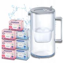 Vandens filtravimo ąsotis Aquaphor Glass pilkas, su 7 Maxfor filtrais