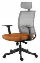 Biuro kėdė ELUNE, ruda/pilka, ergonomiška, tinklelis, oda, su pasukamu mechanizmu