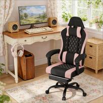 Ergonominė masažinė biuro kėdė, juoda/rožinė