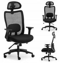 Ergonominė biuro kėdė su reguliuojamais porankiais ARGON, juoda, tinklinė