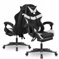 Žaidimų kėdė su atlošu kojoms, ergonomiška, balta