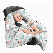 Minky sleeping bag 80x80cm for car seat baby wrap swaddle - pastel animals