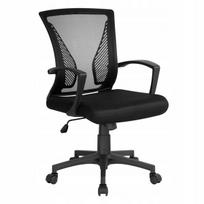 Biuro kėdė su tinkliniu atlošu, juoda, ergonominė, pasukama