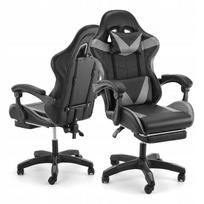 Žaidimų ir biuro kėdė su pakoju, ergonomiška, pilka