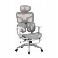 Ergonominė biuro kėdė, pilka ir balta, su pakoju, 3D atrama
