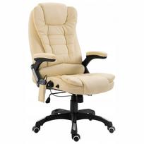 Biuro kėdė su masažo ir šildymo funkcijomis, kremine spalva, 68x71x(110-119) cm