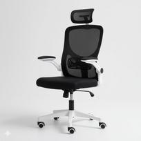 Ergonominė biuro kėdė FIBI, juoda ir balta, su tinkline nugarėle