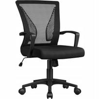 Ergonominė juoda biuro kėdė, reguliuojamo aukščio, su pasukama baze