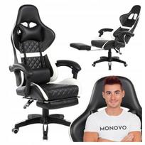 Kompiuterinė žaidimų kėdė ZOLI, juoda ir balta, eko oda, su pasukama baze