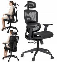 Ergonominė biuro kėdė su reguliuojamais porankiais, galvos ir juosmens atrama