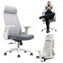 Biuro kėdė, balta, ergonomiška, su tinkliniu atlošu
