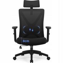 Ergonominė biuro kėdė, juoda, reguliuojama galvos atrama, juosmens atrama, iki 150 kg