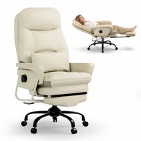Ergonominė biuro kėdė FLEXISPOT, 3 viename, smėlio spalvos, PU oda, 160° atlošas