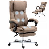 Ergonominė masažinė biuro kėdė Vinsetto, rudos spalvos, lininis užvalkalas
