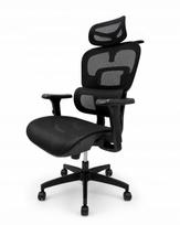 Ergonominė biuro kėdė su galvos atlošu, juoda, tinklinė nugarėlė, 3D porankiai, pasukama