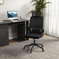 Ergonominė juoda biuro kėdė su atlošu galvai ir porankiais