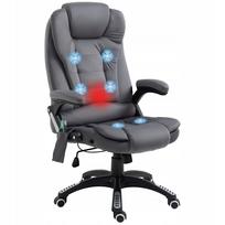 Ergonominė reguliuojama pilka masažinė ir šildoma biuro kėdė