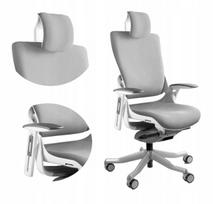 Ergonominė biuro kėdė WAU 2, balta/pilka, su pasukama baze