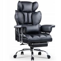 Ergonominė juoda odinė biuro kėdė, reguliuojamas aukštis ir pasvirimo kampas