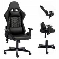 Ergonominė juoda žaidimų ir darbo kėdė su reguliavimu ir pagalvėle