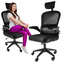 Biuro kėdė su tinkliniu atlošu, juoda, ergonomiška