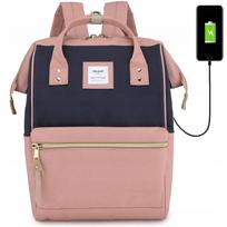 Moteriška kuprinė Himawari 9001, 15,6" nešiojamam kompiuteriui, su USB, rožinė-mėlyna