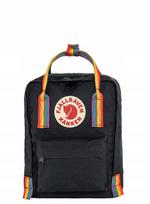 Vaikiška kuprinė Fjallraven Kanken Mini, juoda, Rainbow dirželiai